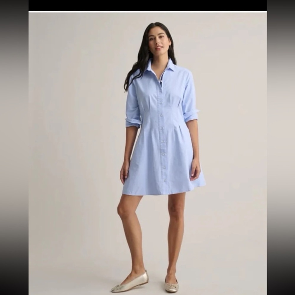 Untuckit Cotton Oxford Jules Shirt Dress in Light Blue
 size 12